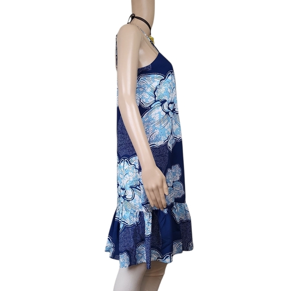 Jean-Pierre Klifa Hibiscus Dress Tropical Bloom Ocean - Picture 2 of 4